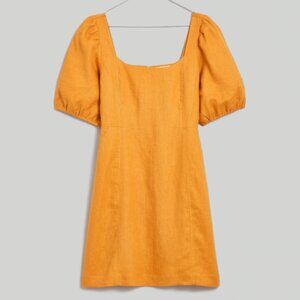 100% linen mini dress in ochre yellow (size 2)